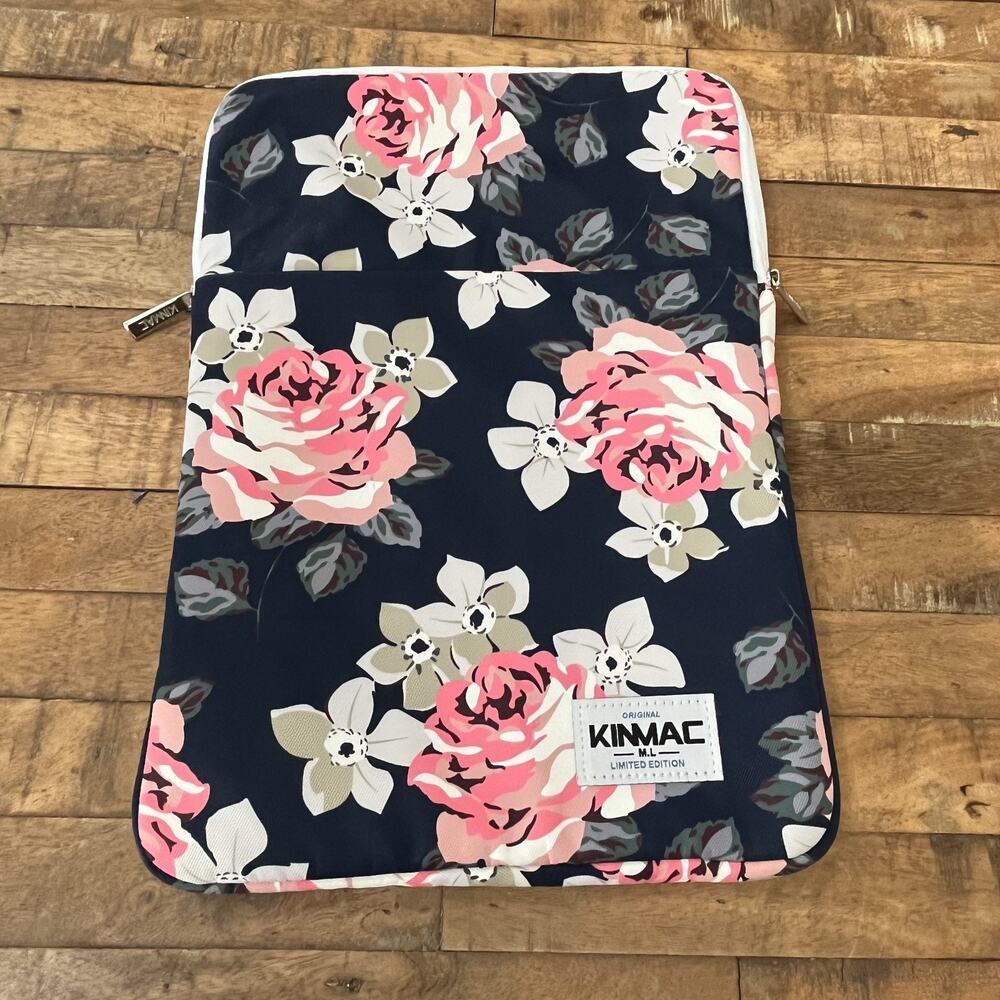 Kinmac Limited Edition 15" Laptop Sleeve Case Black w/ Pink Roses